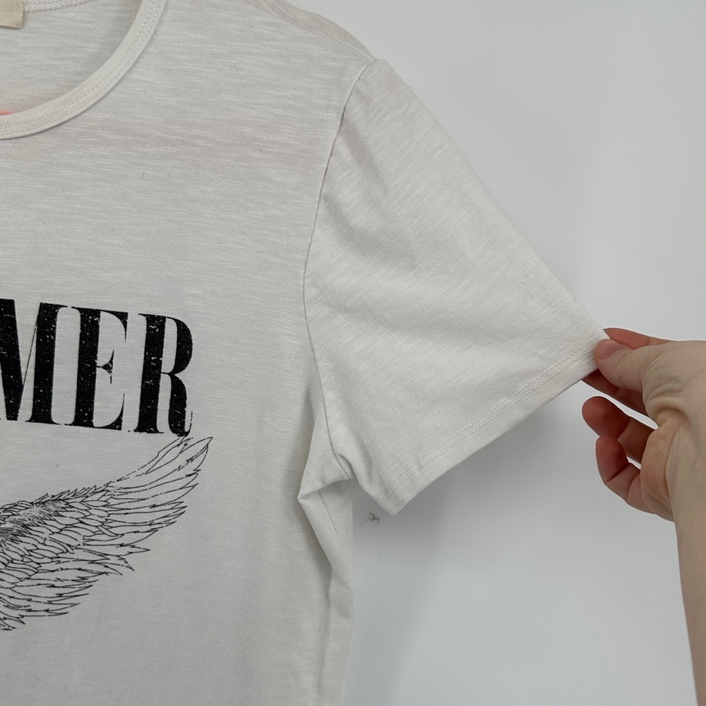Promesa Boho Graphic Tee Streetwear Indie Wings White Short Sleeve Tee SzM - Picture 4 of 15